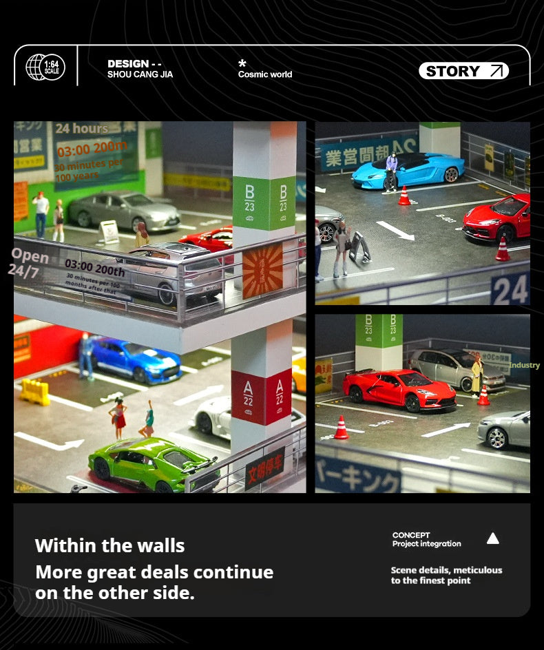 1:64日本の立体駐車場の照明シーン