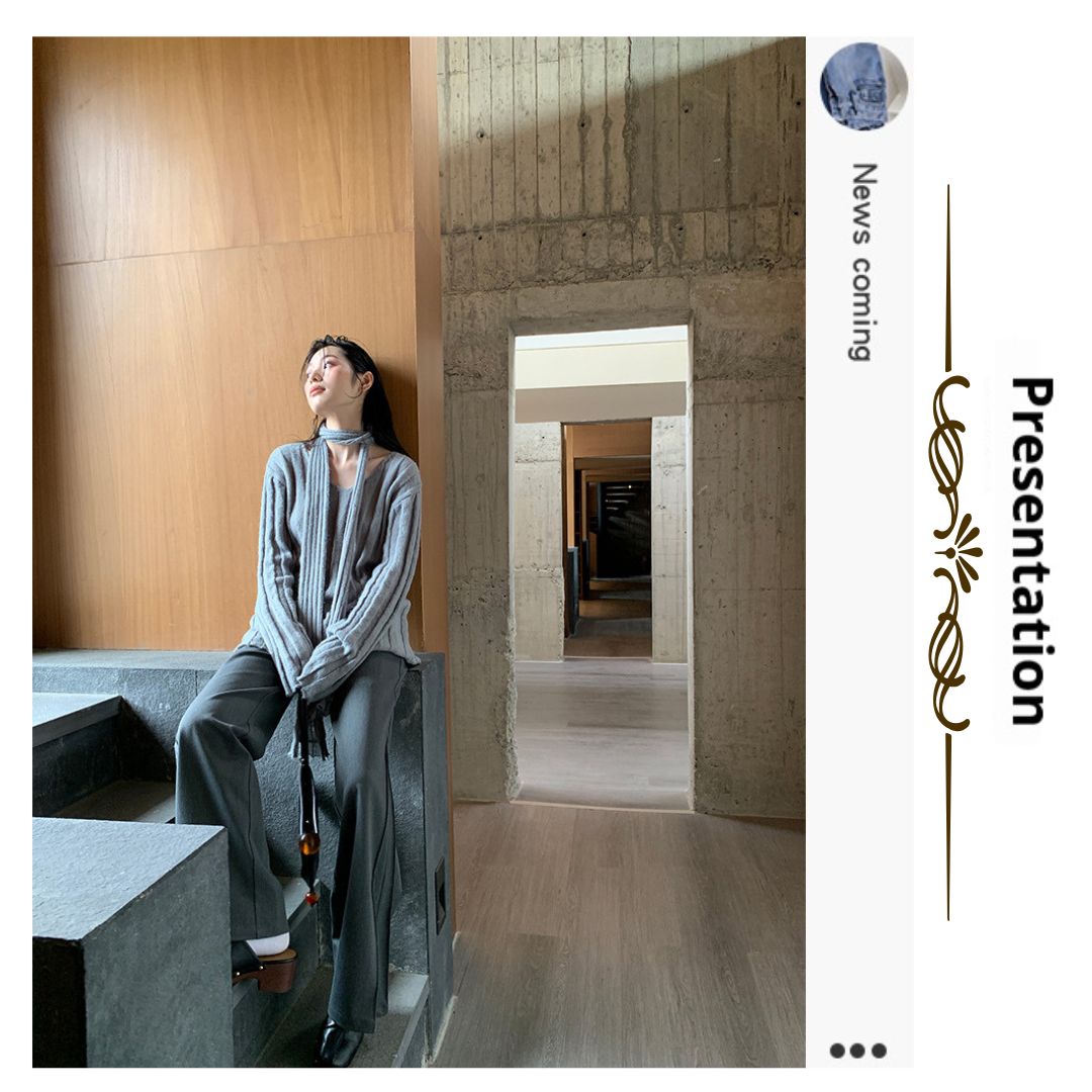 低腰皺褶喇叭西褲