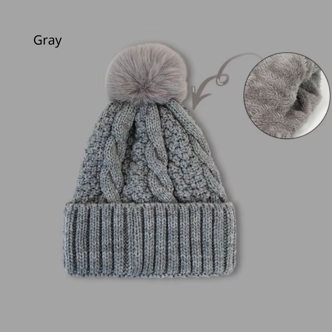 New Winter Pompom Thick Plush Cap
