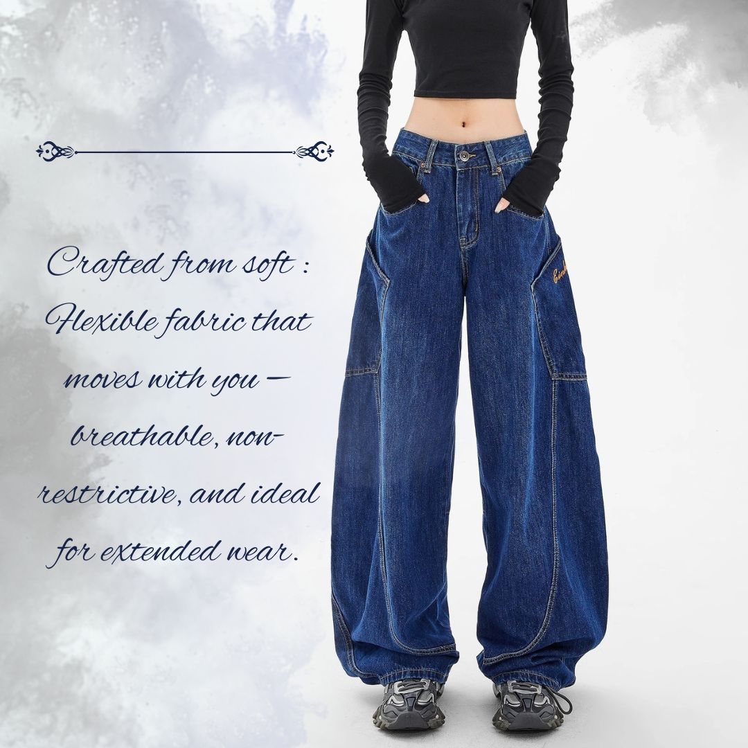 Vintage-Style Loose Straight-Leg Wide-Leg Pants