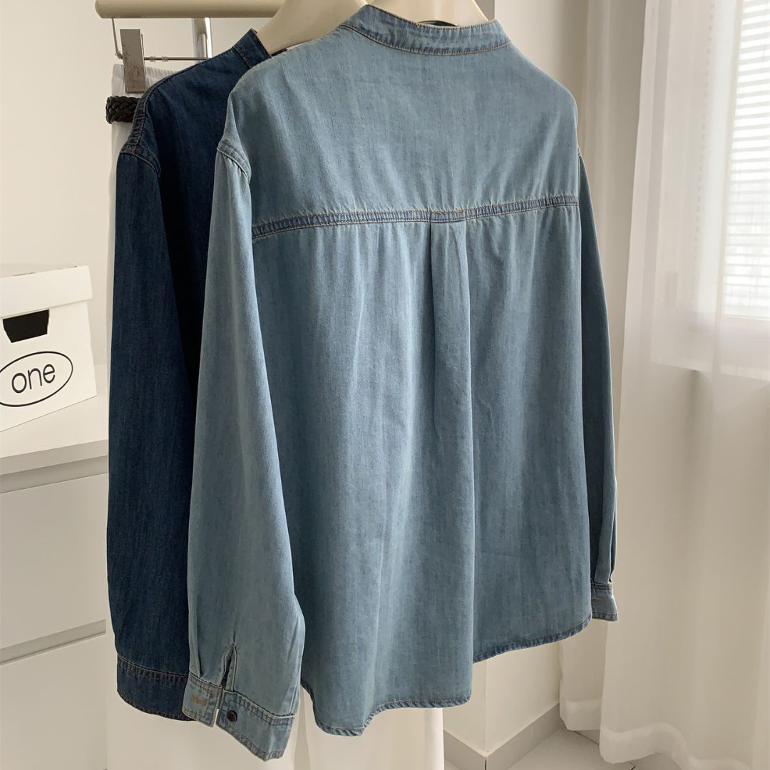 Japanese-Style Vintage Denim Shirt