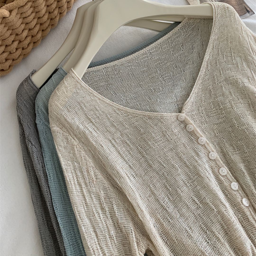V-Neck Knit Jacket