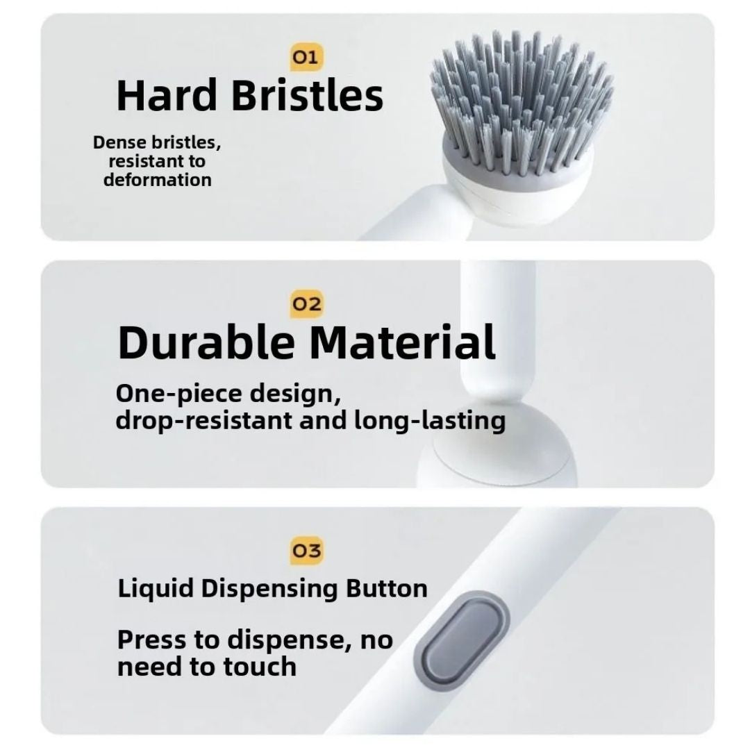 Rotating Long-Handle Soap-Dispensing Cleaning Brush