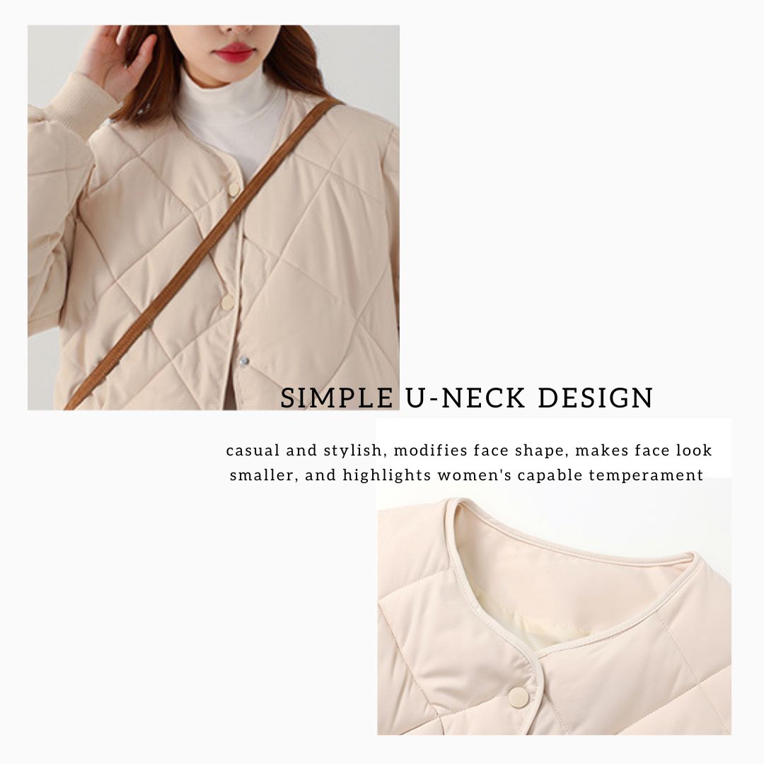 日系菱格紋圓領夾面外套