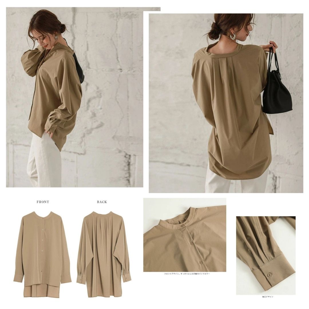 蝙蝠袖寬鬆立領開叉襯衣