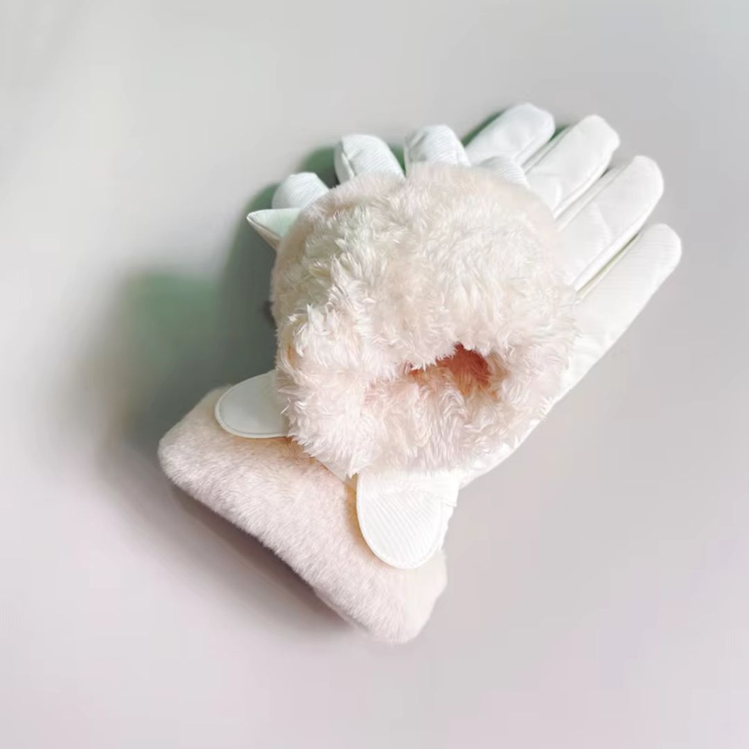 蝴蝶結冬季保暖手套