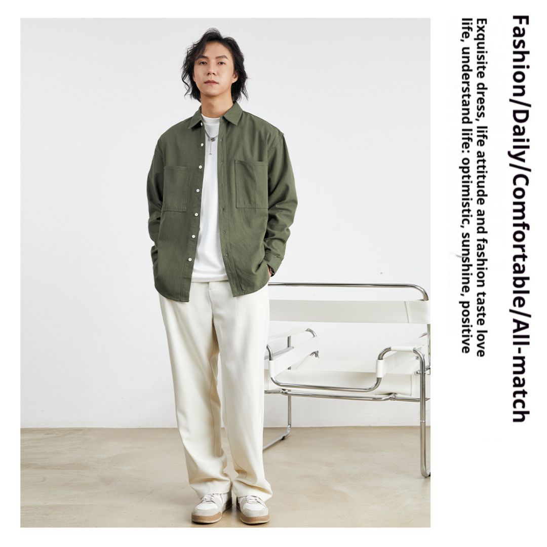 純棉素色雙口袋恤衫