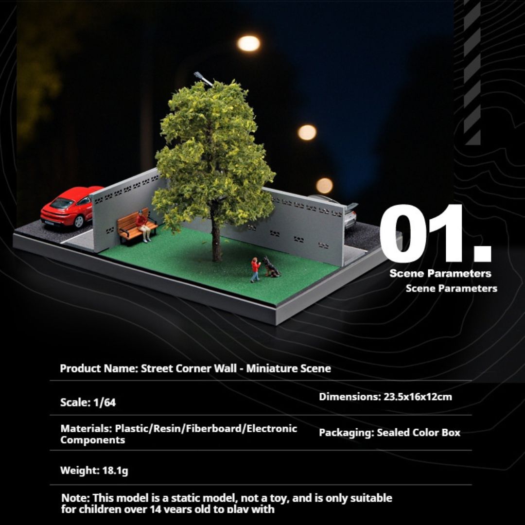 1:64 Street Lighting Scene With Perimeter Wall