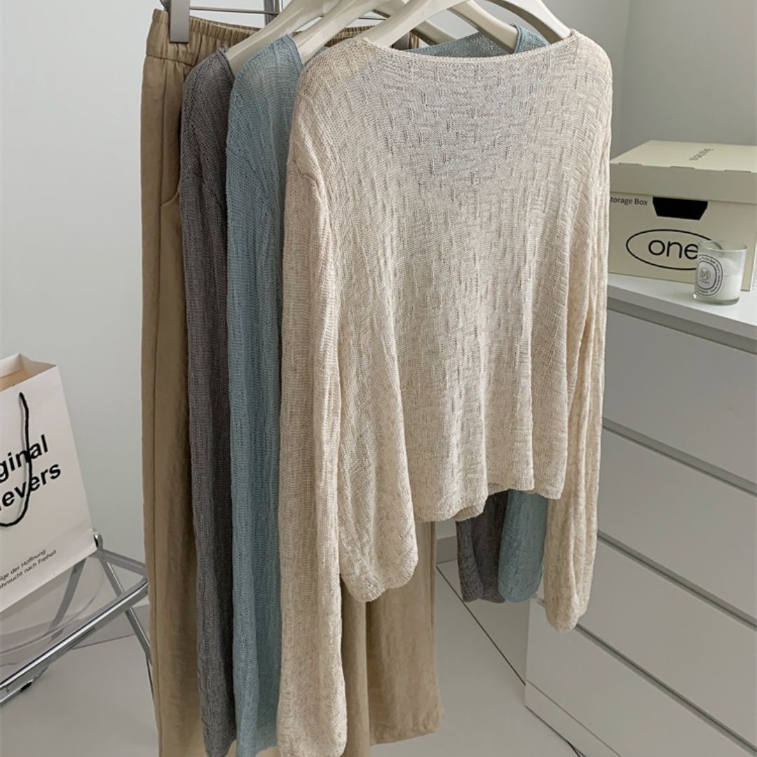 V-Neck Knit Jacket