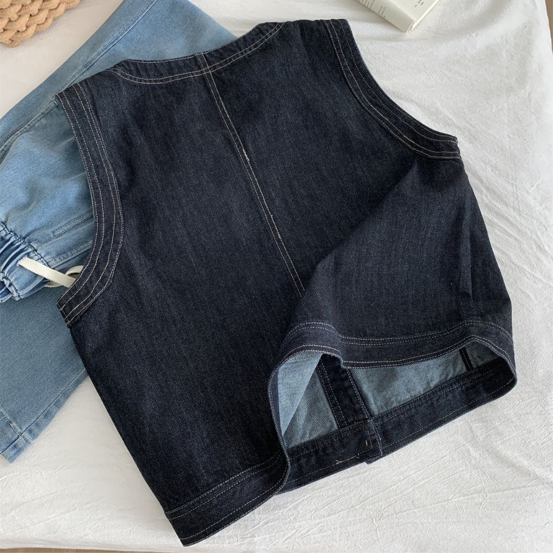 Women's Denim V-Neck Sleeveless Top