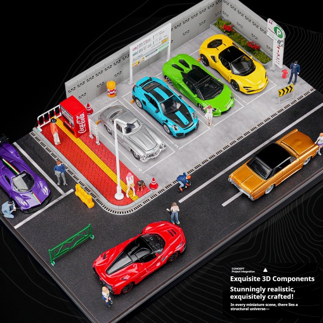 1:64日本の地上駐車場の照明シーン