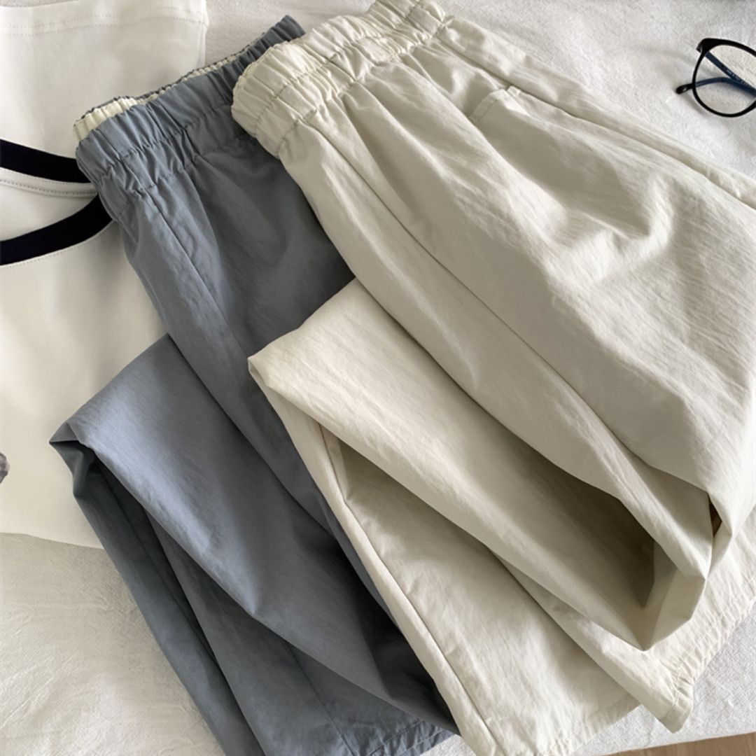 Japanese-Style Vintage Straight-Leg Wide-Cut Cropped Pants