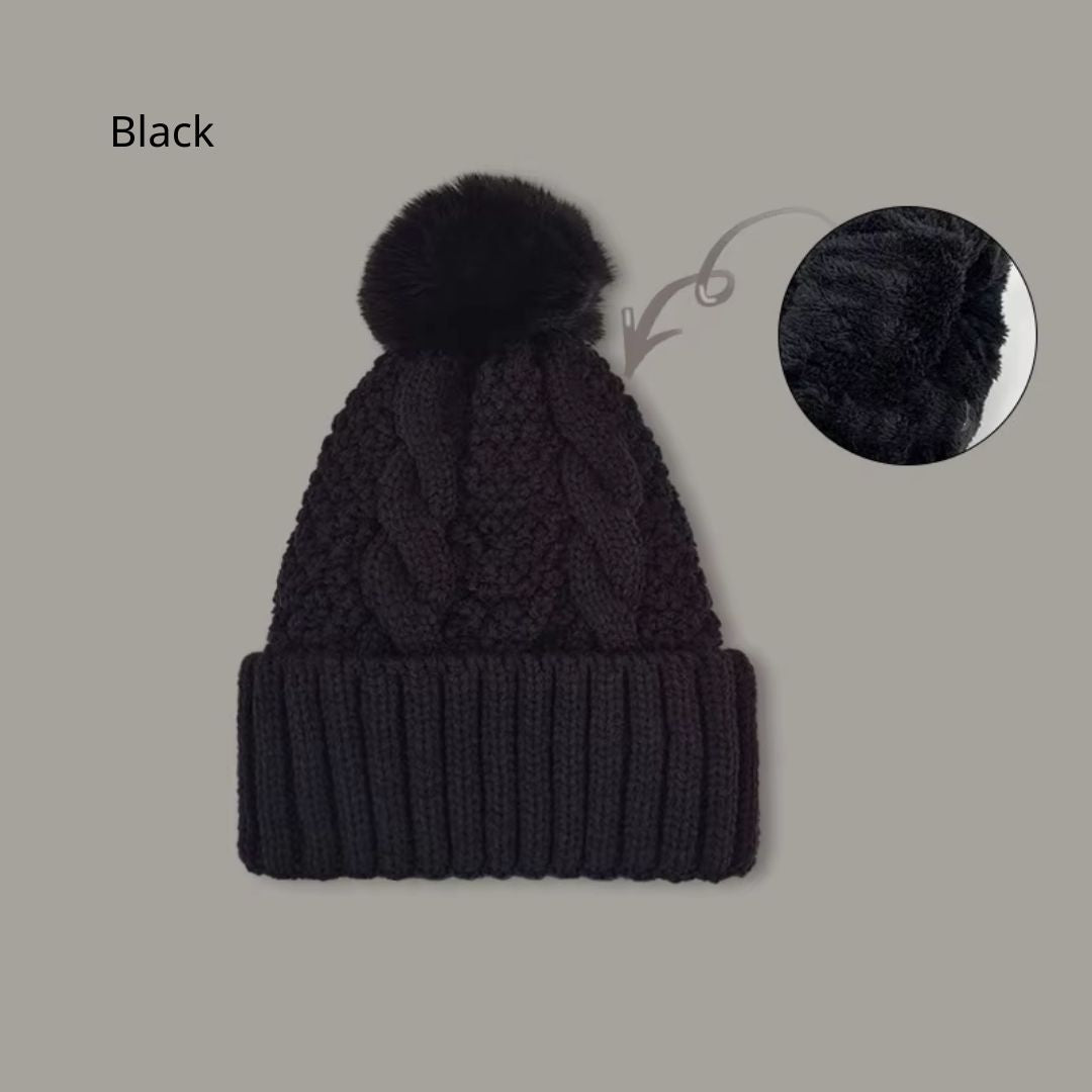 New Winter Pompom Thick Plush Cap