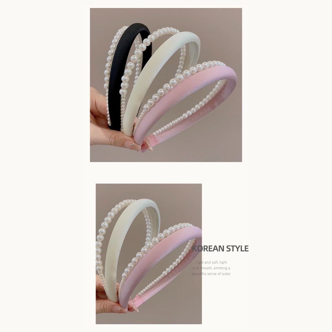 Satin Double Layer Pearl Headband