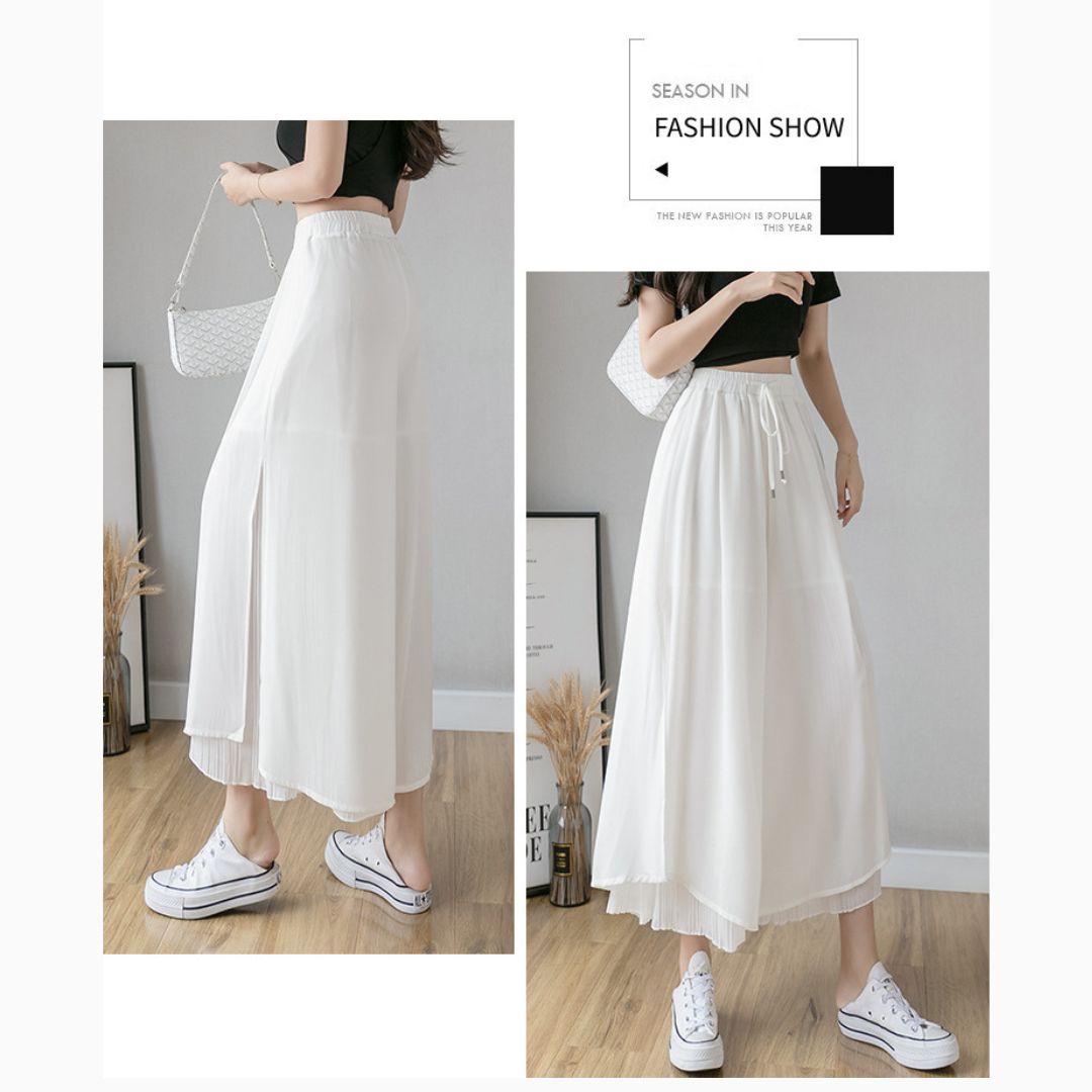 飄逸百褶雪紡褲