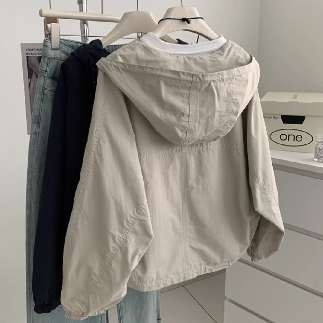 Women's Retro-Style Short-Length Hooded Trench Coat
