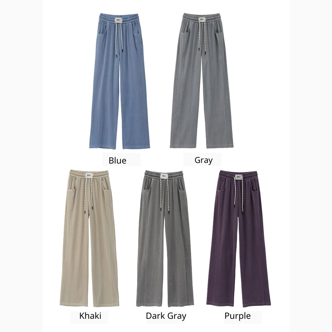 天絲時尚休閒直筒褲