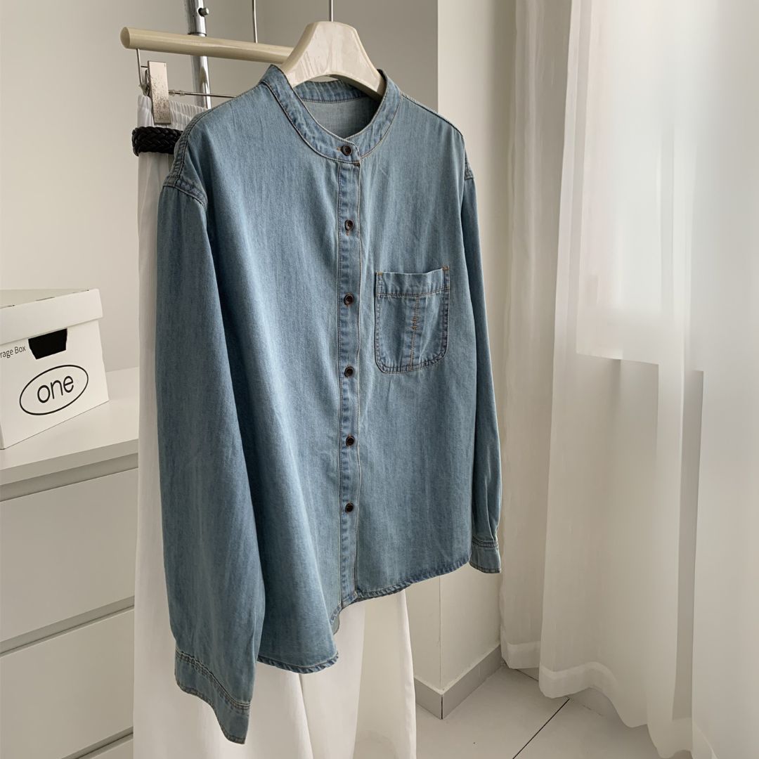Japanese-Style Vintage Denim Shirt