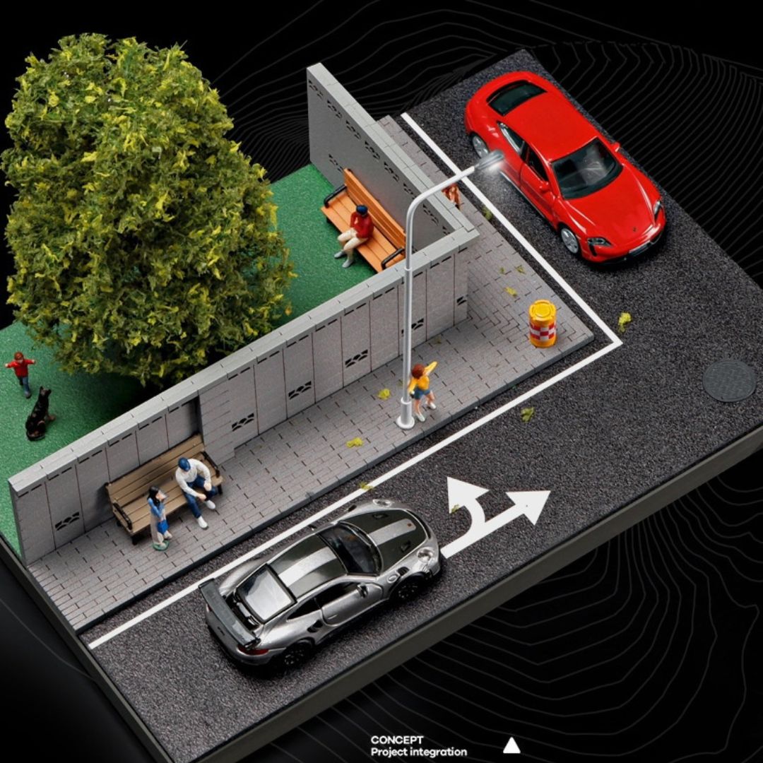 1:64 Street Lighting Scene With Perimeter Wall