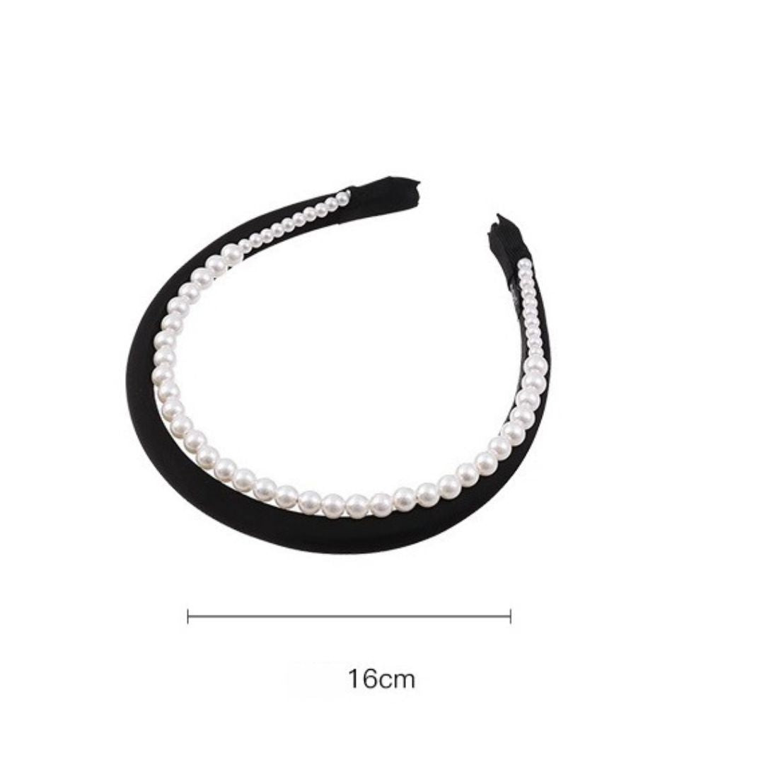 Satin Double Layer Pearl Headband