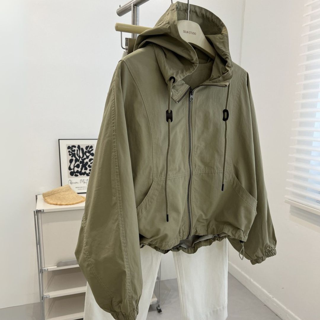 Women's Retro-Style Short-Length Hooded Trench Coat