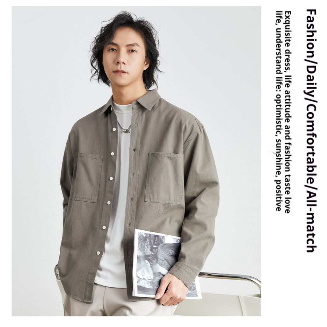 純棉素色雙口袋恤衫