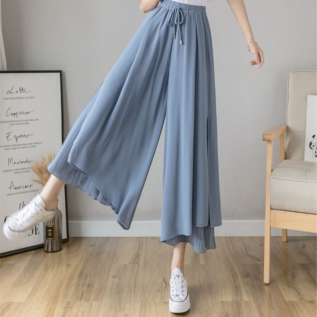 飄逸百褶雪紡褲
