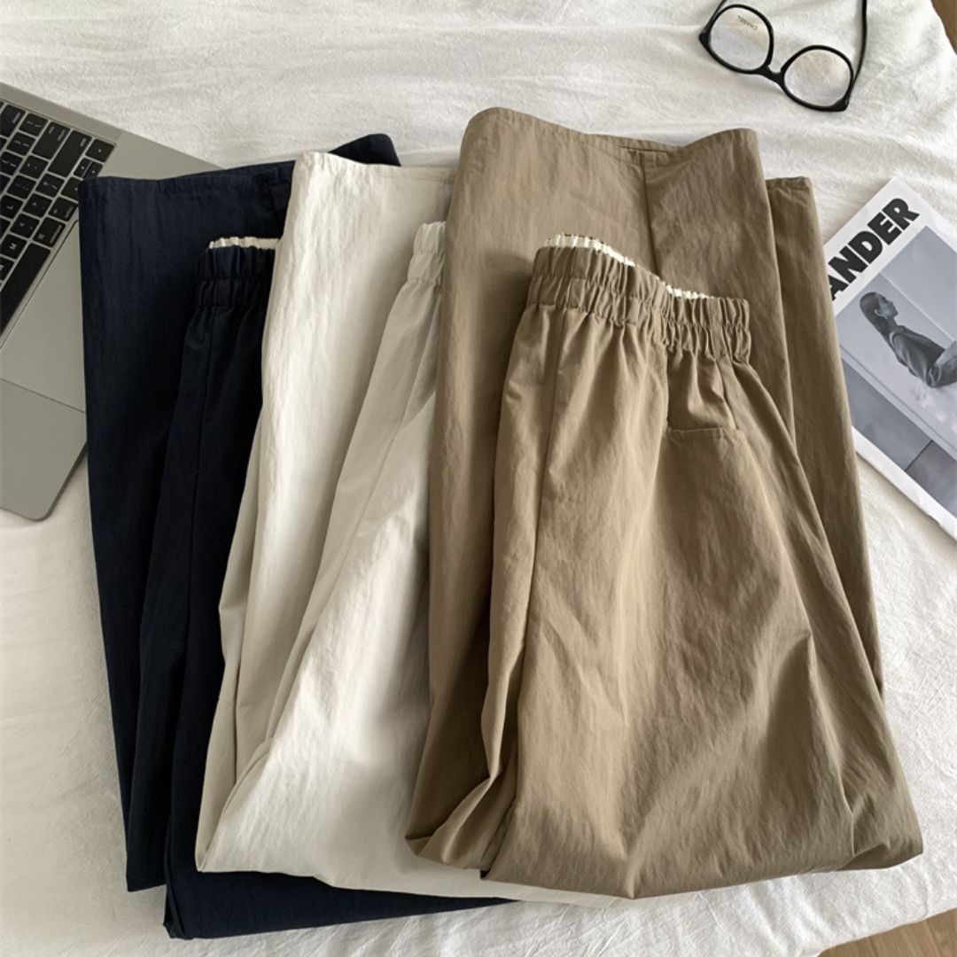 Japanese-Style Vintage Straight-Leg Wide-Cut Cropped Pants