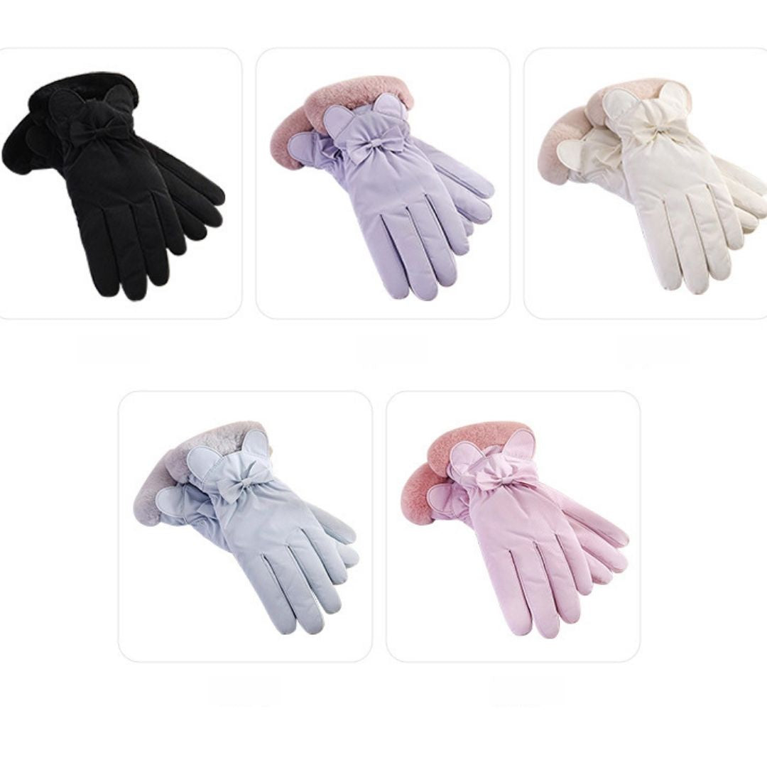 蝴蝶結冬季保暖手套