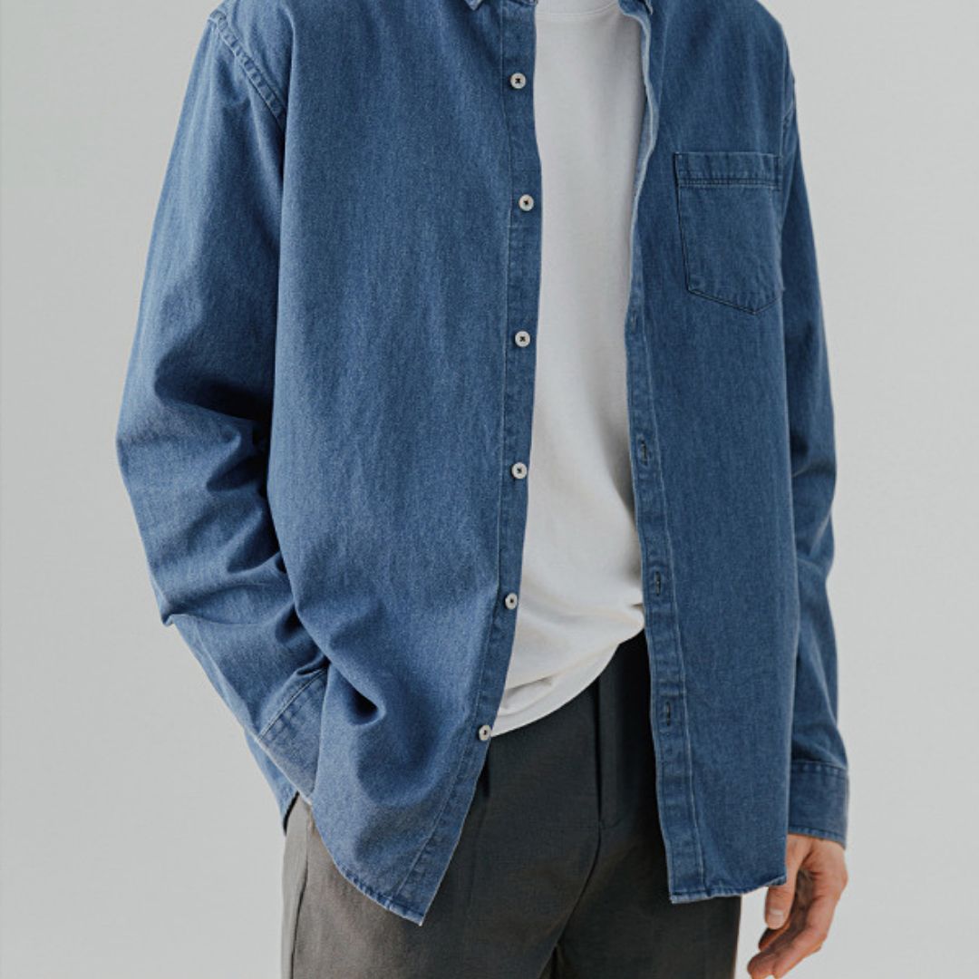 牛仔長袖襯衫
