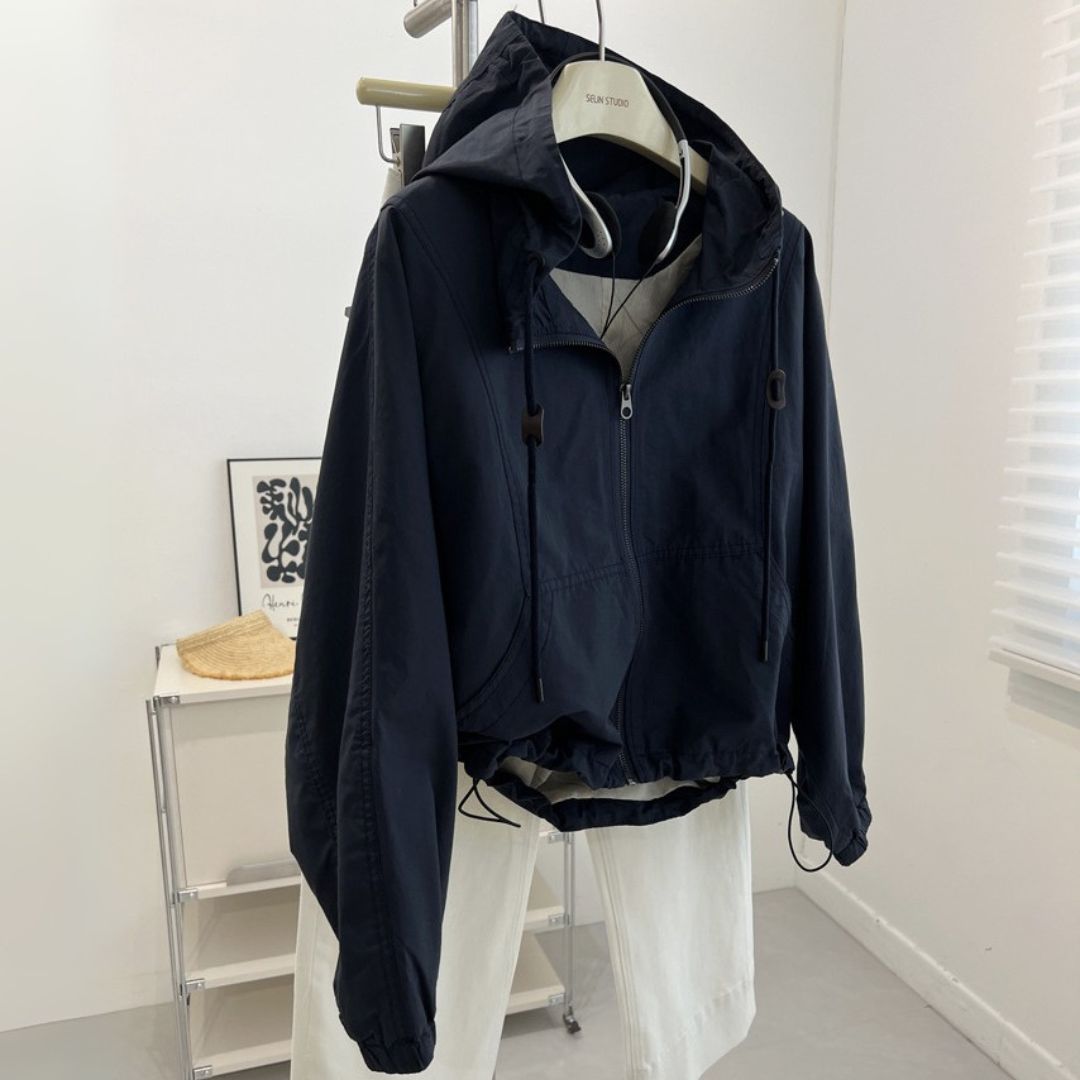 Women's Retro-Style Short-Length Hooded Trench Coat