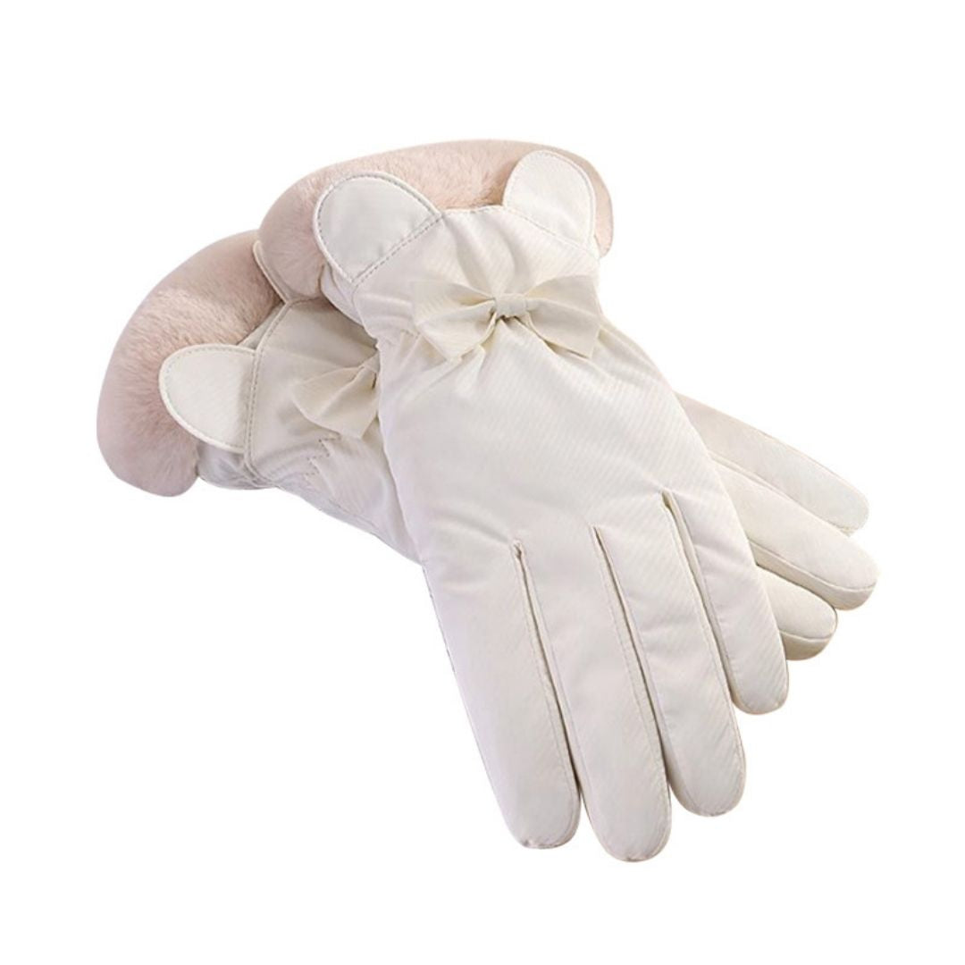 蝴蝶結冬季保暖手套