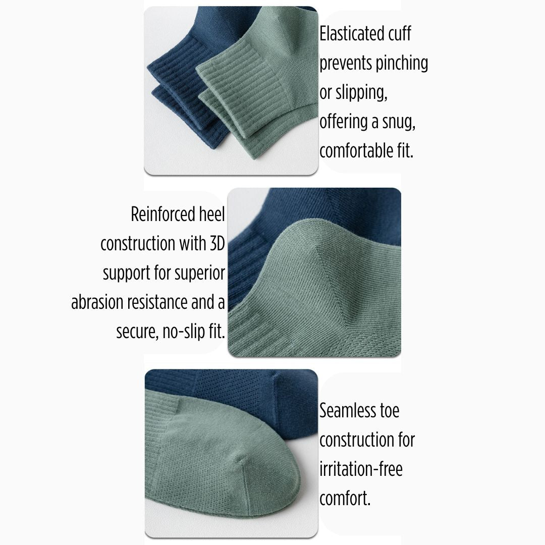 Breathable Sweat-Absorbing Cotton Men's Mid-Calf Socks (Min.2 Pairs)