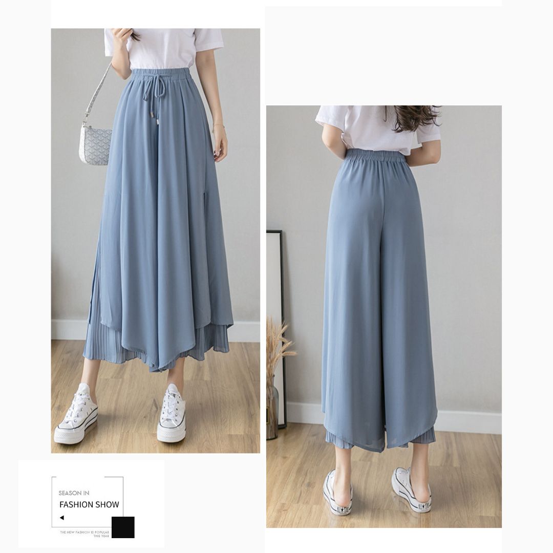 飄逸百褶雪紡褲