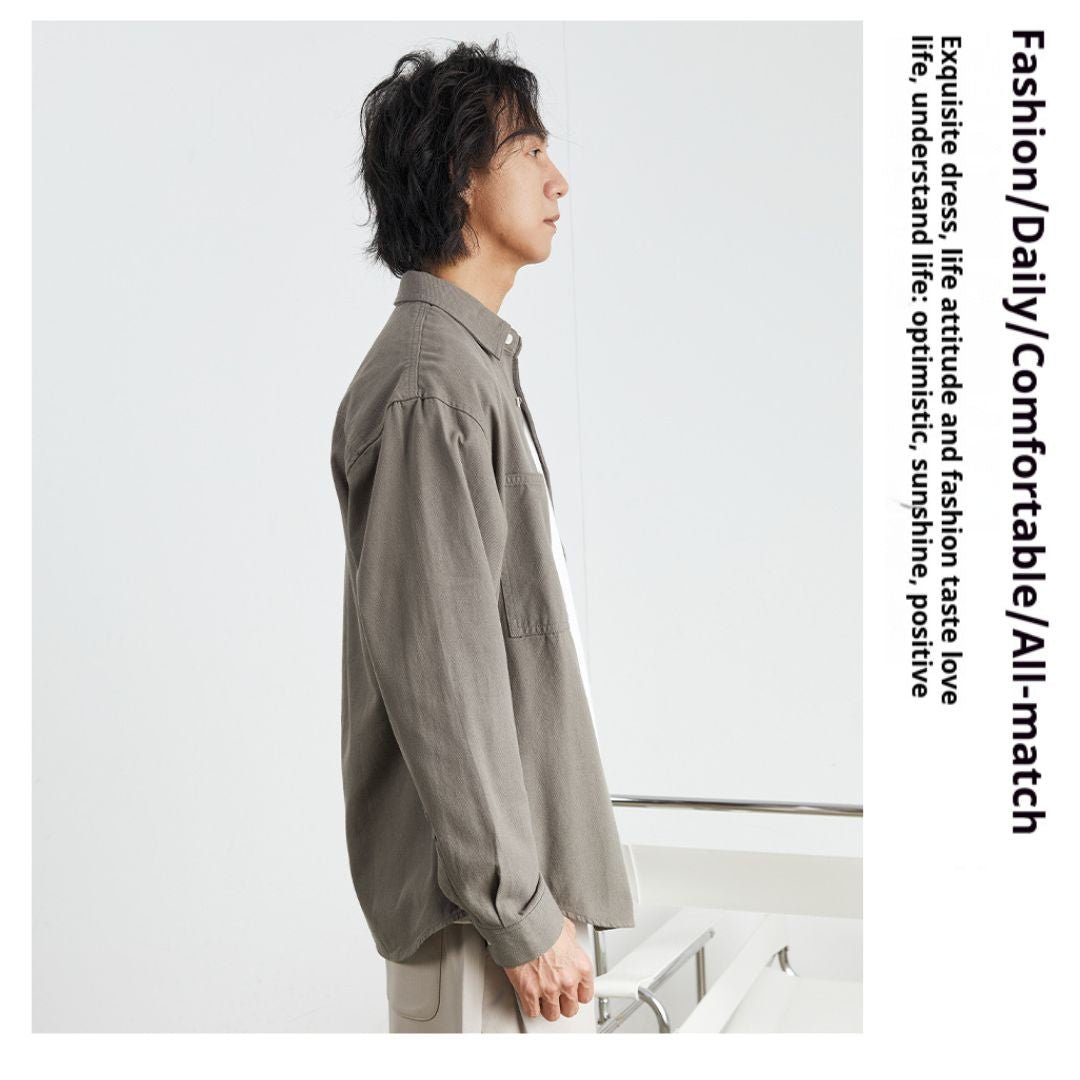 純棉素色雙口袋恤衫