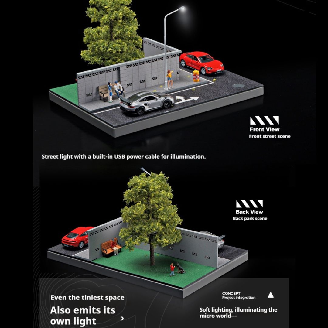 1:64 Street Lighting Scene With Perimeter Wall