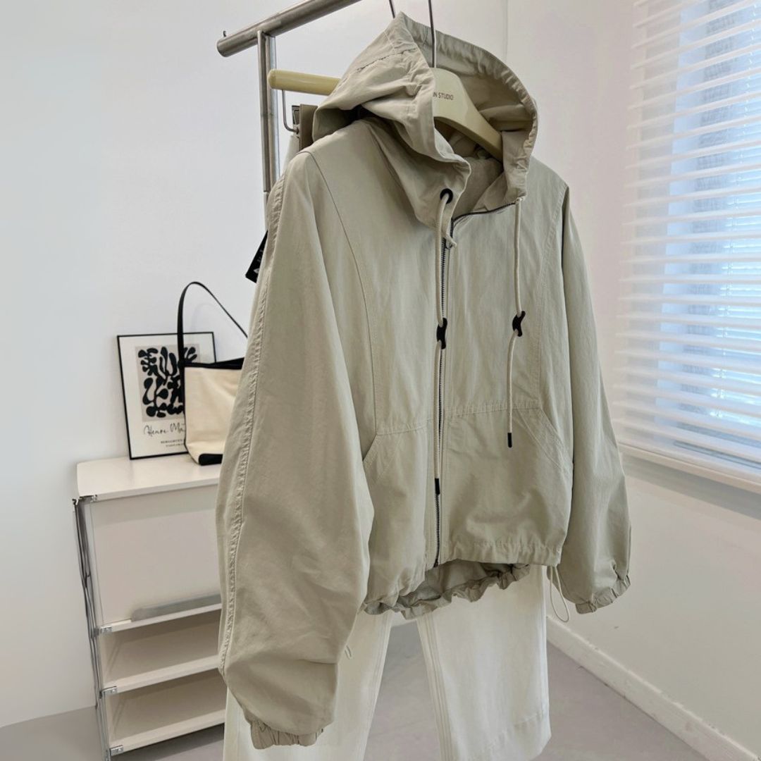 Women's Retro-Style Short-Length Hooded Trench Coat