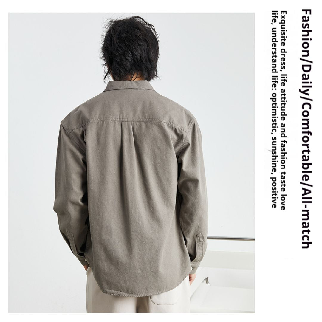 純棉素色雙口袋恤衫