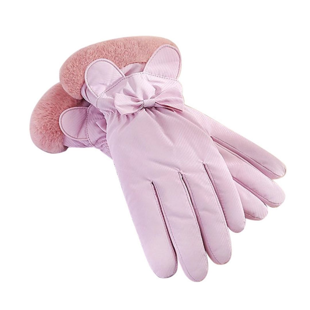 蝴蝶結冬季保暖手套