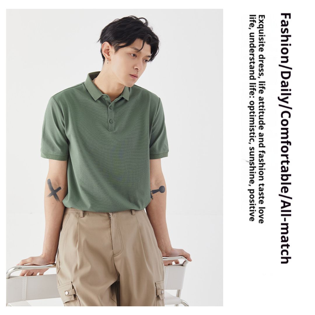 短袖純色翻領T恤