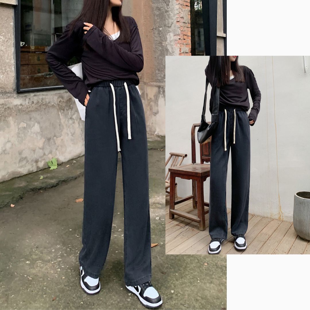 女款闊腿牛仔褲