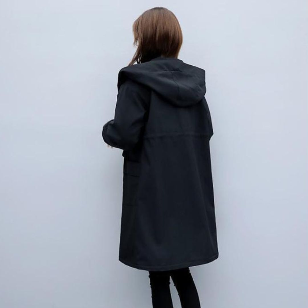 Japanese-Style Loose Fit Hooded Mid-Length Coat