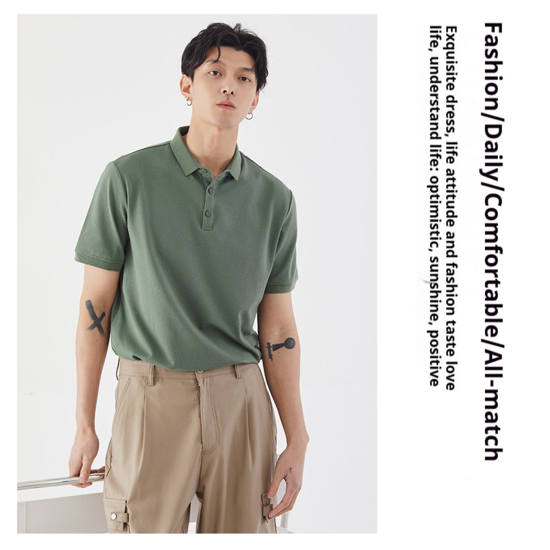 短袖純色翻領T恤