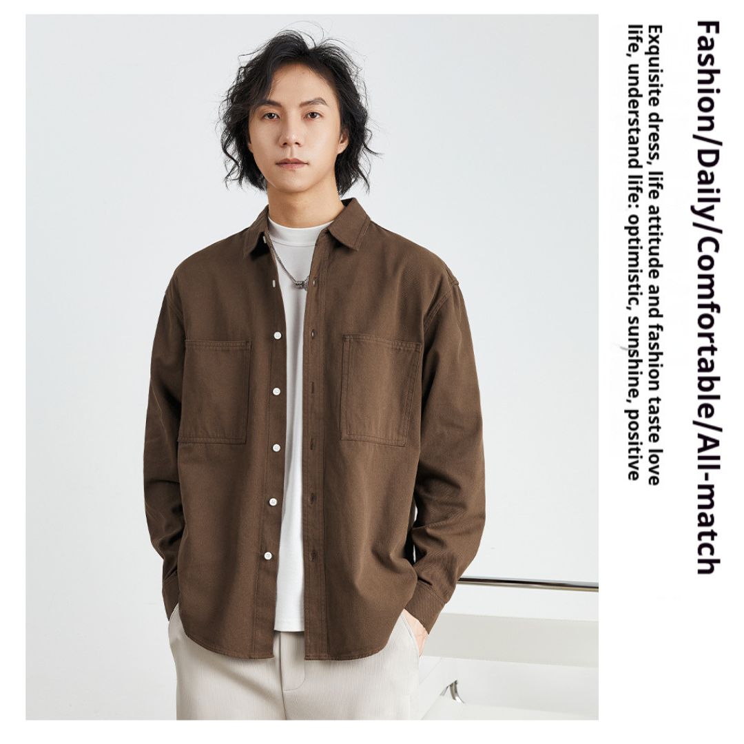 純棉素色雙口袋恤衫