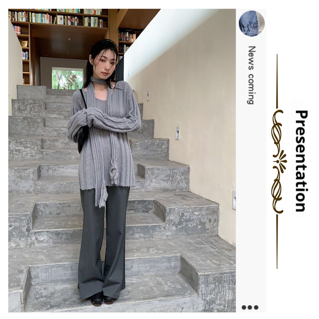 低腰皺褶喇叭西褲