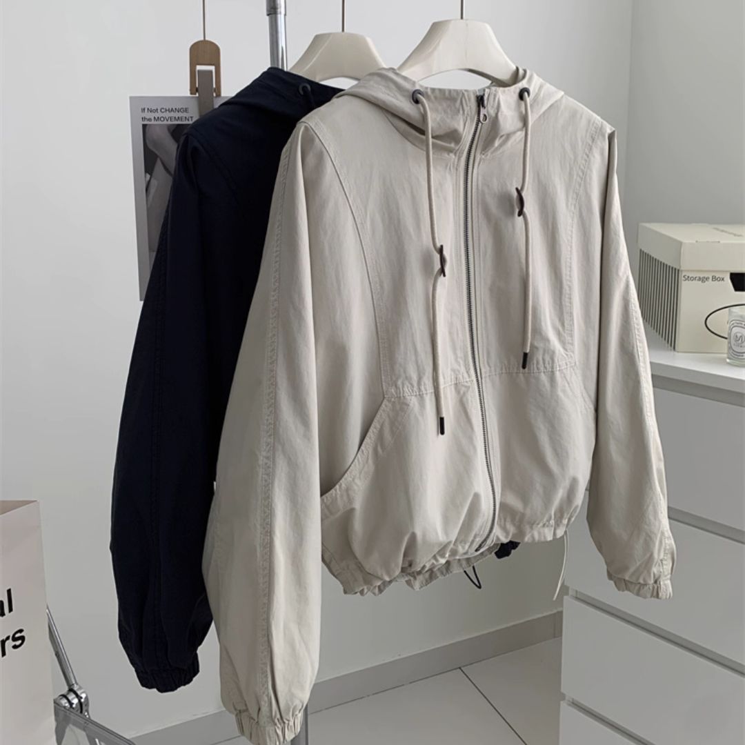 Women's Retro-Style Short-Length Hooded Trench Coat