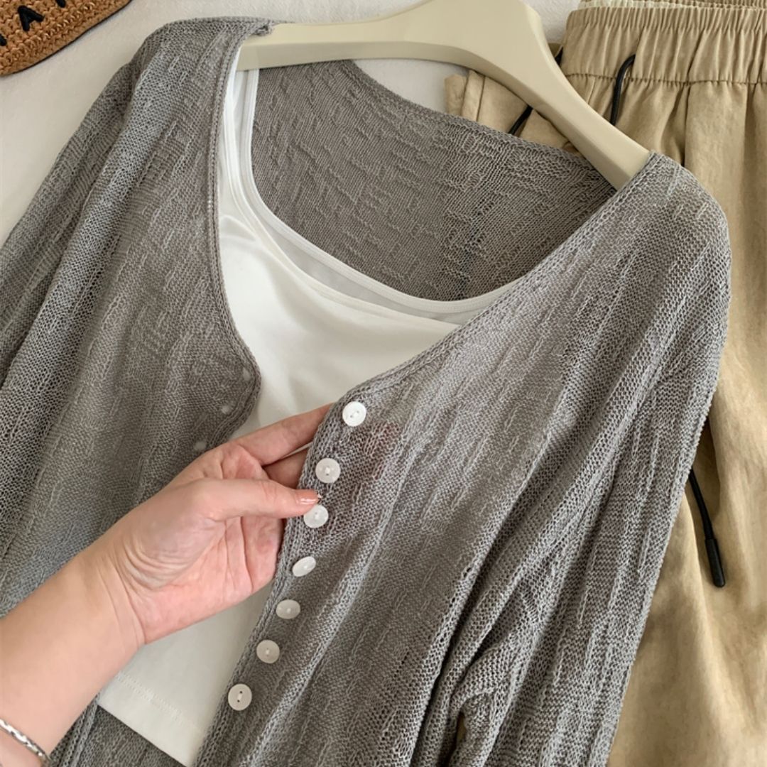 V-Neck Knit Jacket