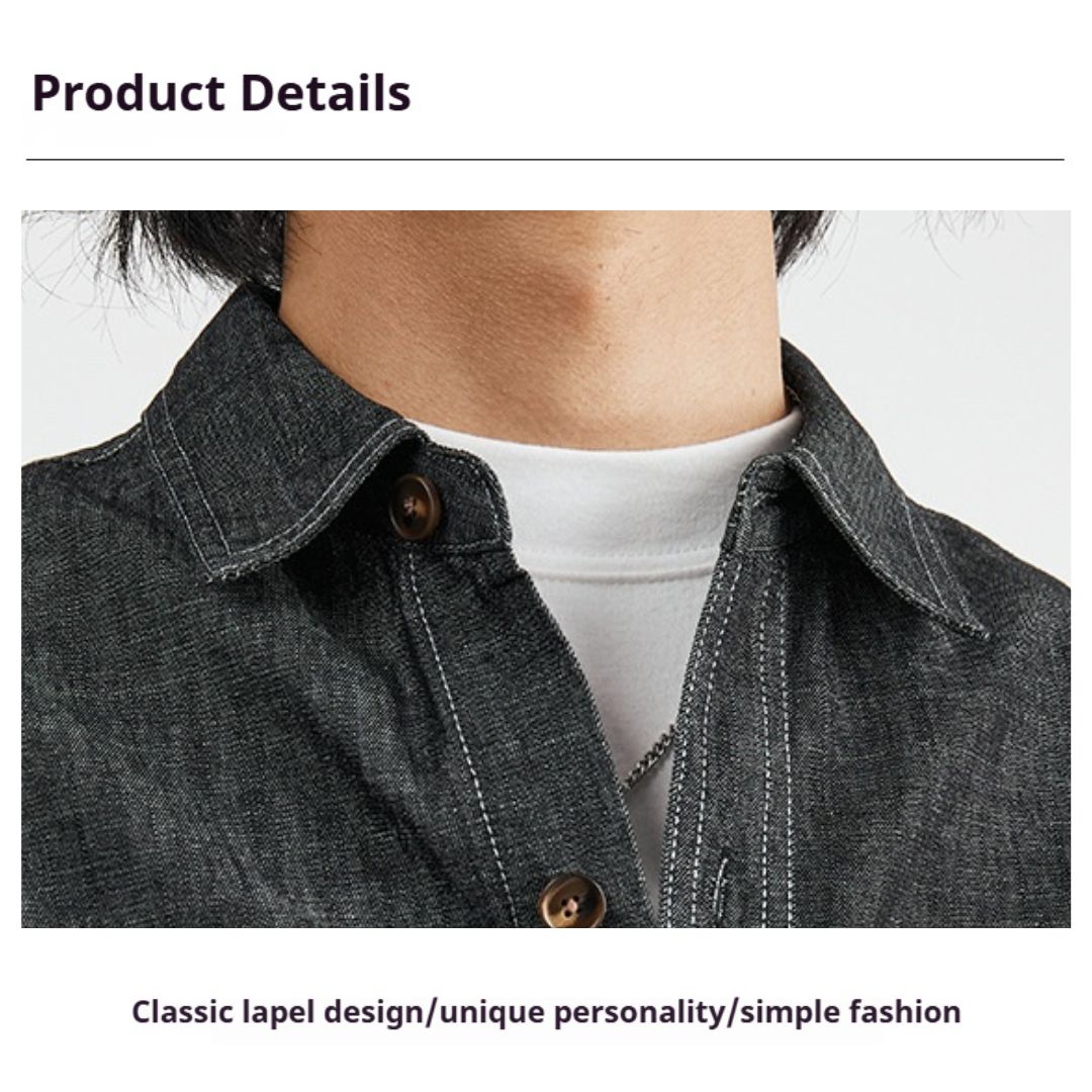 美式復古牛仔長袖襯衫