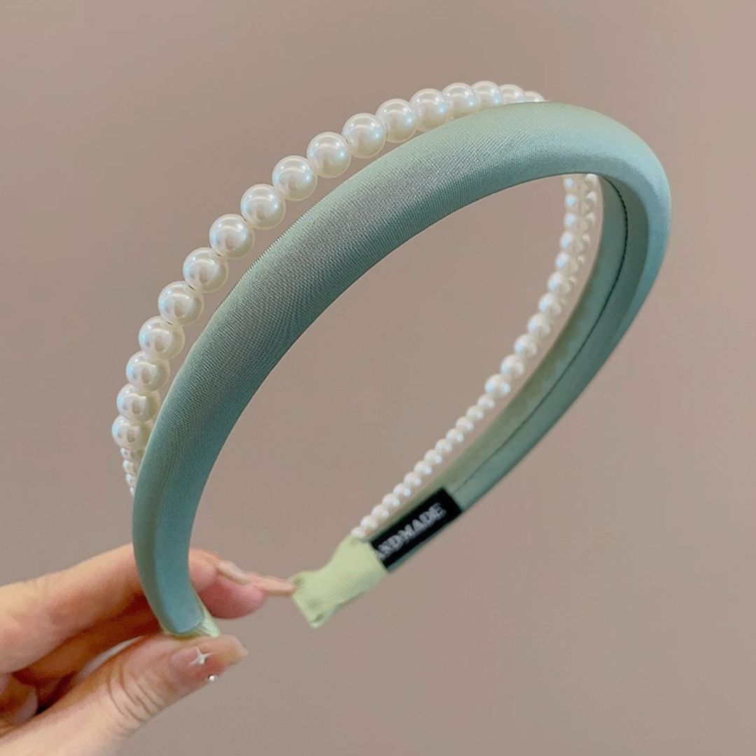 Satin Double Layer Pearl Headband