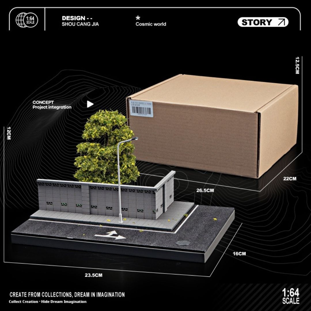 1:64 Street Lighting Scene With Perimeter Wall